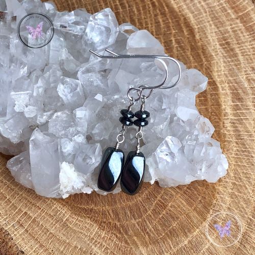 Hematite Twist Dangle Earrings